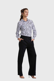 Pantalón Mujer Palazzo Con Hebilla Negro