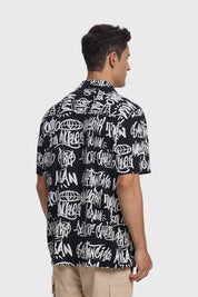 Camisa Hombre Print Graffiti Negro