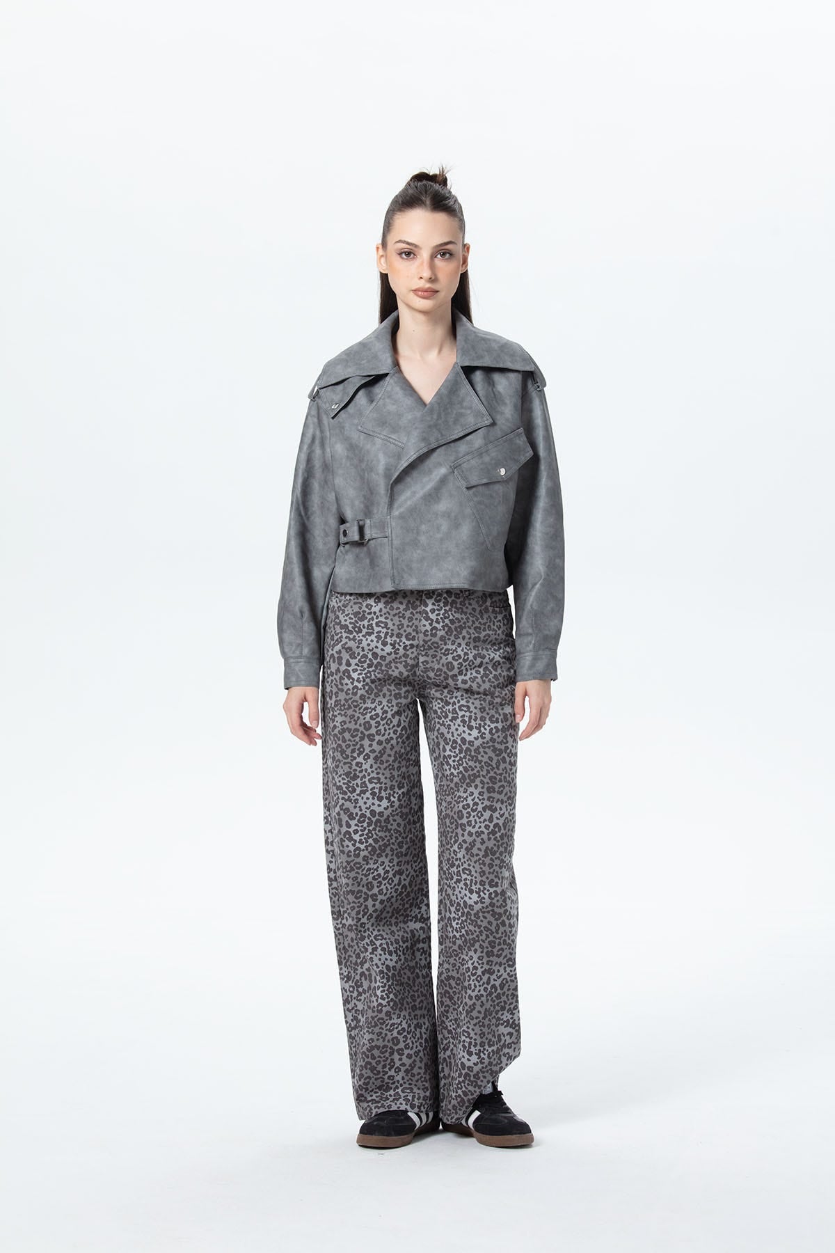 CHAQUETA MUJER BIKER GRIS
