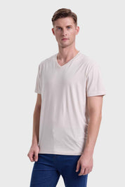POLERA HOMBRE CUELLO V BÁSICA BEIGE