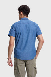 Camisa Hombre Doble Bolsillo Azul