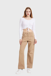 Jeans Mujer Recto Camel