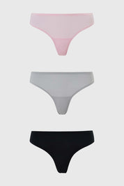 Calzón Mujer Colaless Tripack Algodón Gris