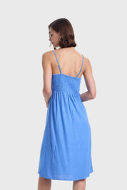 Vestido Mujer Pabilo Lino Celeste