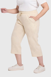 Pantalón Mujer Lino Beige