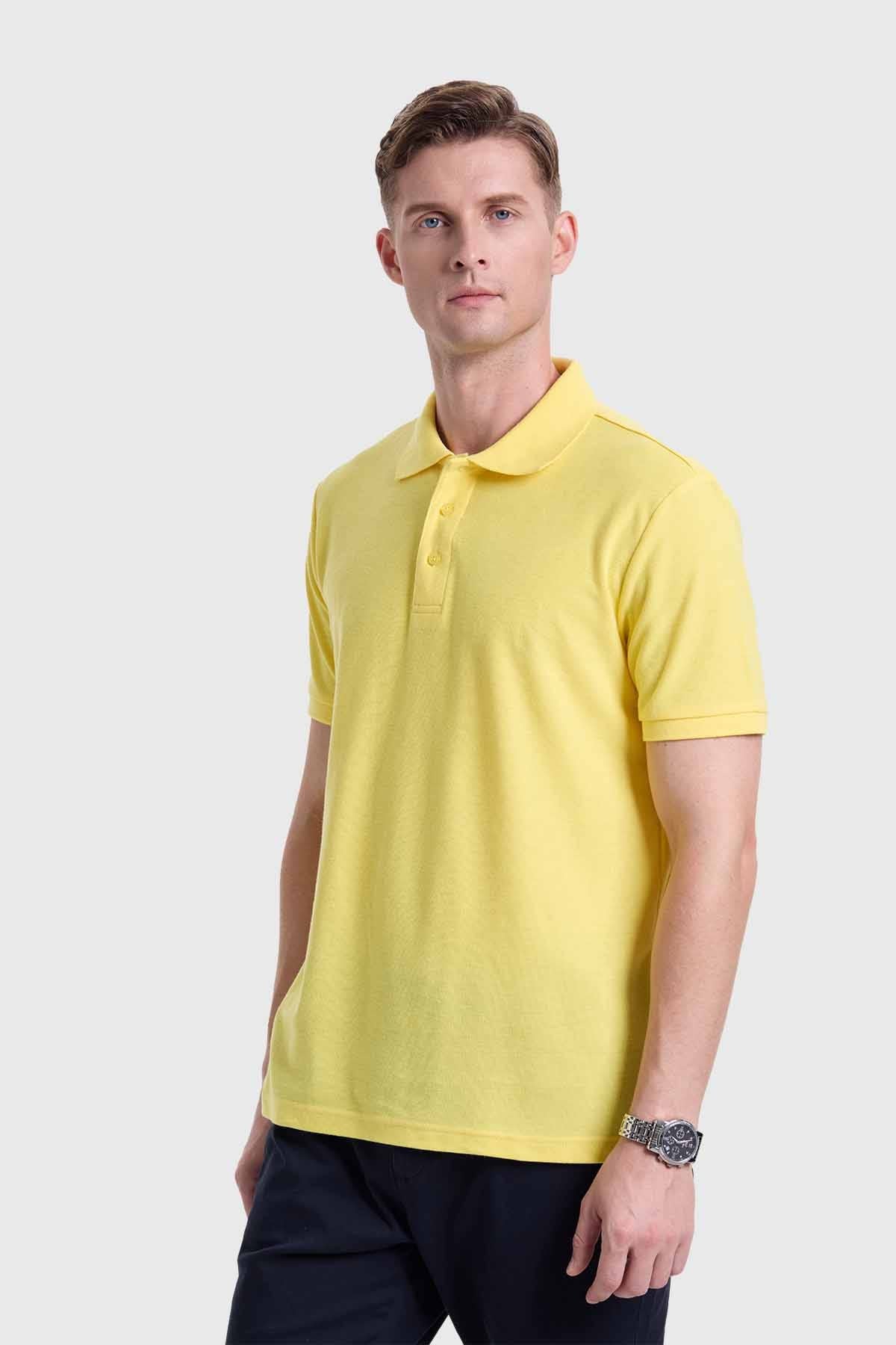 POLERA HOMBRE PIQUE LISA BÁSICA AMARILLO