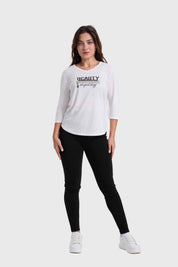 Polera Mujer Larga Aplicación Crudo
