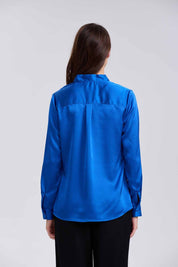Blusa Mujer Con Lazo Azul