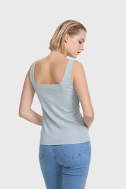 Polera Mujer Pabilo Escote Cuadrado Celeste