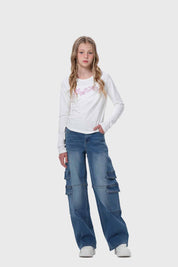 POLERA NIÑA CON NUDO RECOGIDO CRUDO