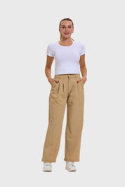 Pantalón Mujer Sastre Pinzas Triple Beige