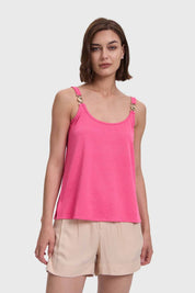 Polera Mujer Pabilo Con Aplicación Rosado