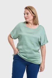 Polera Mujer Con Bolsillo Verde