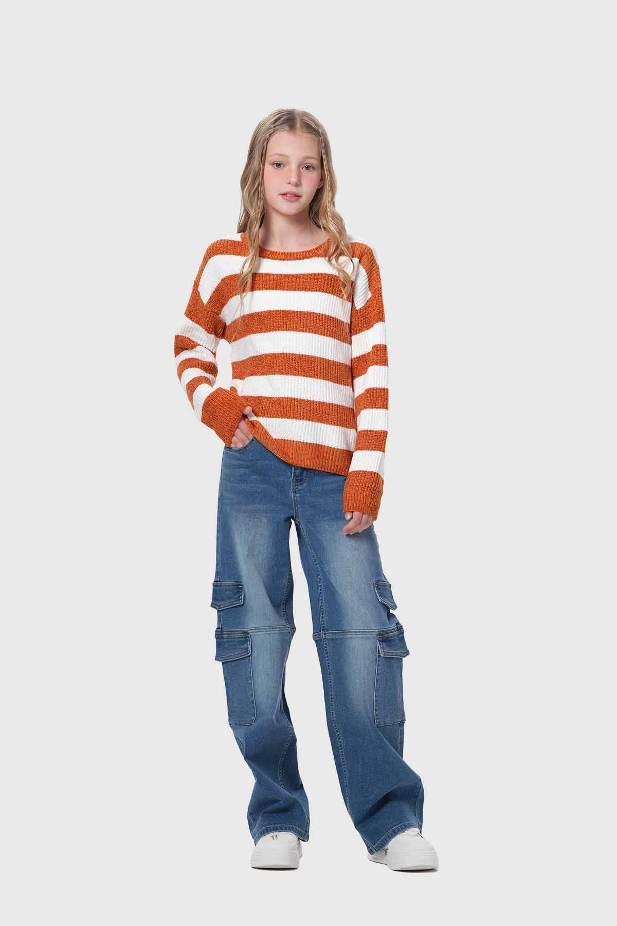 Sweater Niña Rayas Camel