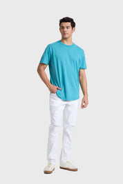 Polera Hombre Long Fit Básica Turquesa