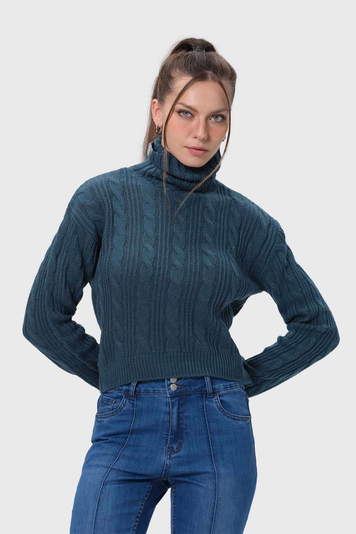Sweater Mujer Trenzado Verde