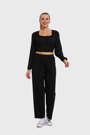 Blusa Mujer Manga Globo Negro