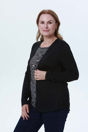 Sweater Mujer Estampado Negro
