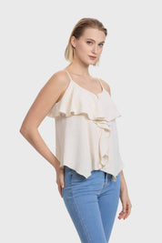 Polera Mujer Peto Pabilo Vuelos Delanteros Arena