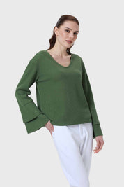 Sweater Mujer Manga Vuelo Verde