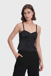 Blusa Mujer Top Tipo Corset Negro