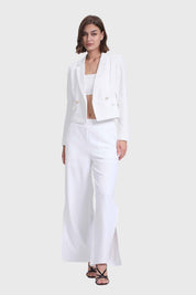 Blazer Mujer Corte Cruzado Crudo