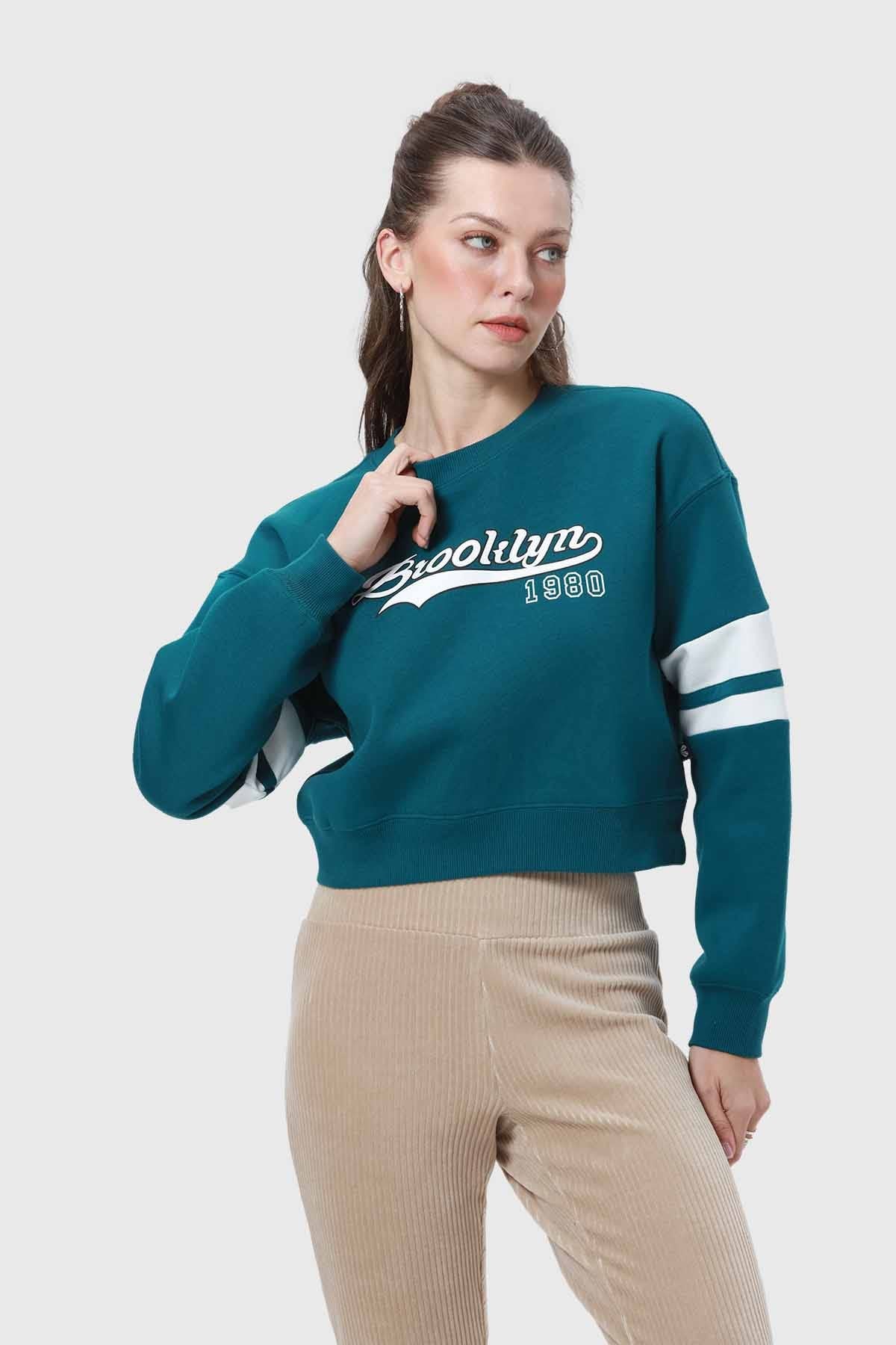 Polerón Mujer Crop Verde