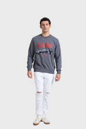 Poleron gris marengo melange para hombre con estampado de Batmobile.