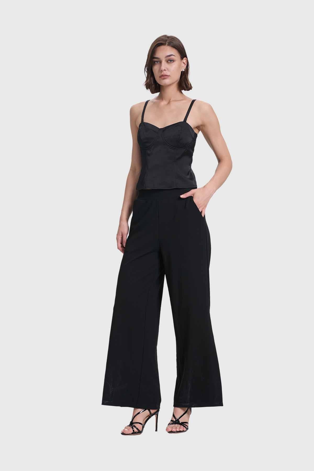 Blusa Mujer Top Tipo Corset Negro