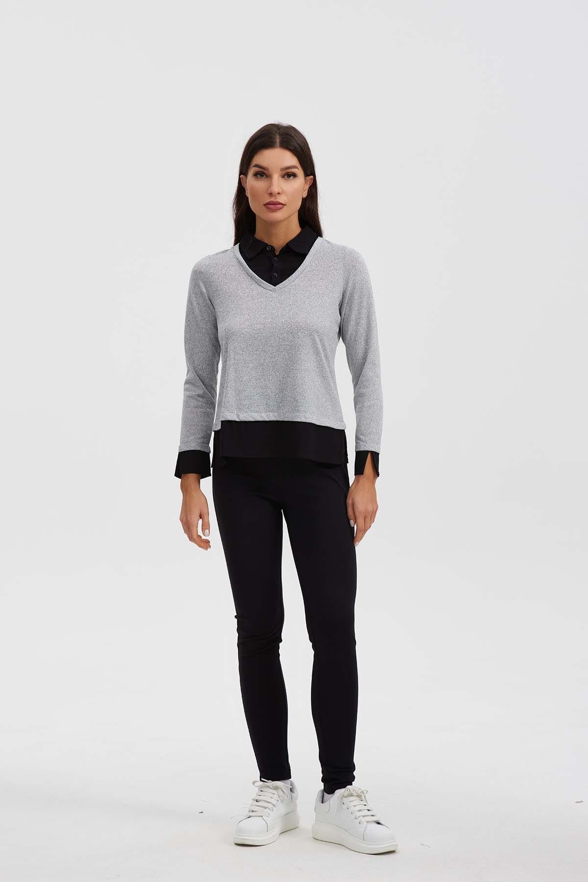 Sweater Mujer Tejido Gris