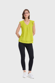 Polera Mujer Doble Capa Y Pinza Verde