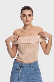 Polera Mujer Bardot Textura Beige