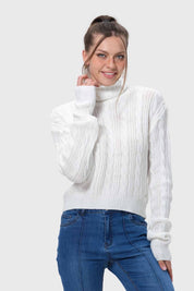 Sweater Mujer Trenzado Crudo