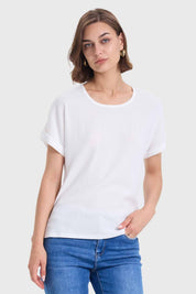 POLERA MUJER DOBLADILLO EN MANGA CRUDO