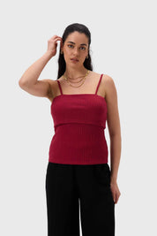 Polera Mujer Pabilo Rib Burdeo