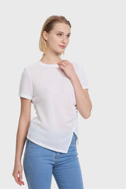 Polera Mujer Abertura Ostado Blanco