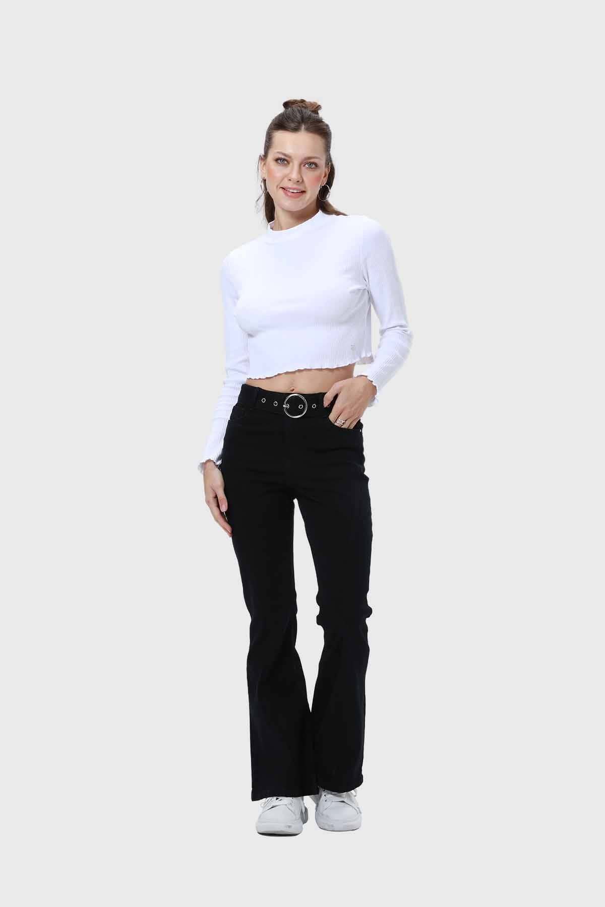 Jeans Mujer Flare Linea Curva Negro