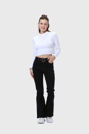 Jeans Mujer Flare Linea Curva Negro
