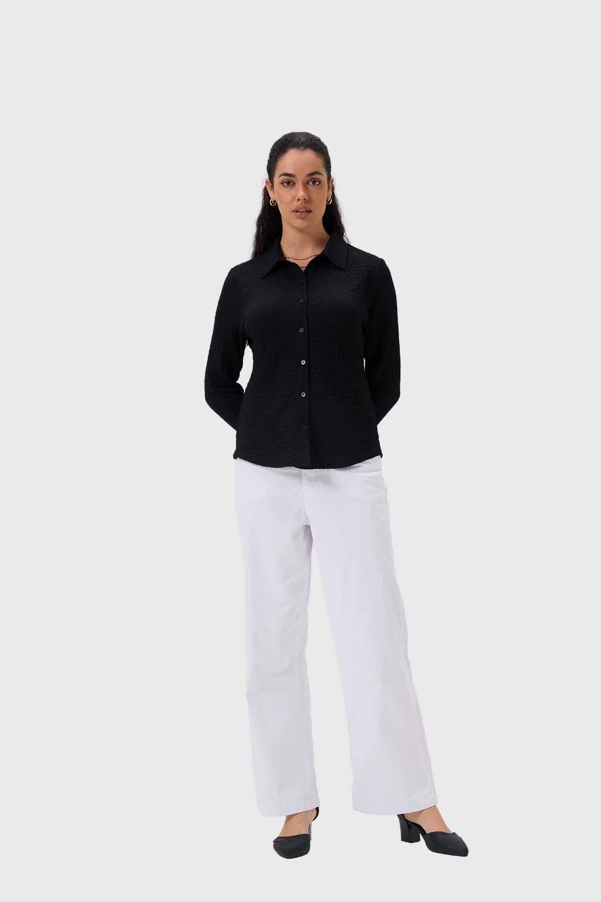 Blusa Mujer Abotonada Negro