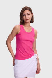 Polera Mujer Rib Rayas Y Fucsia