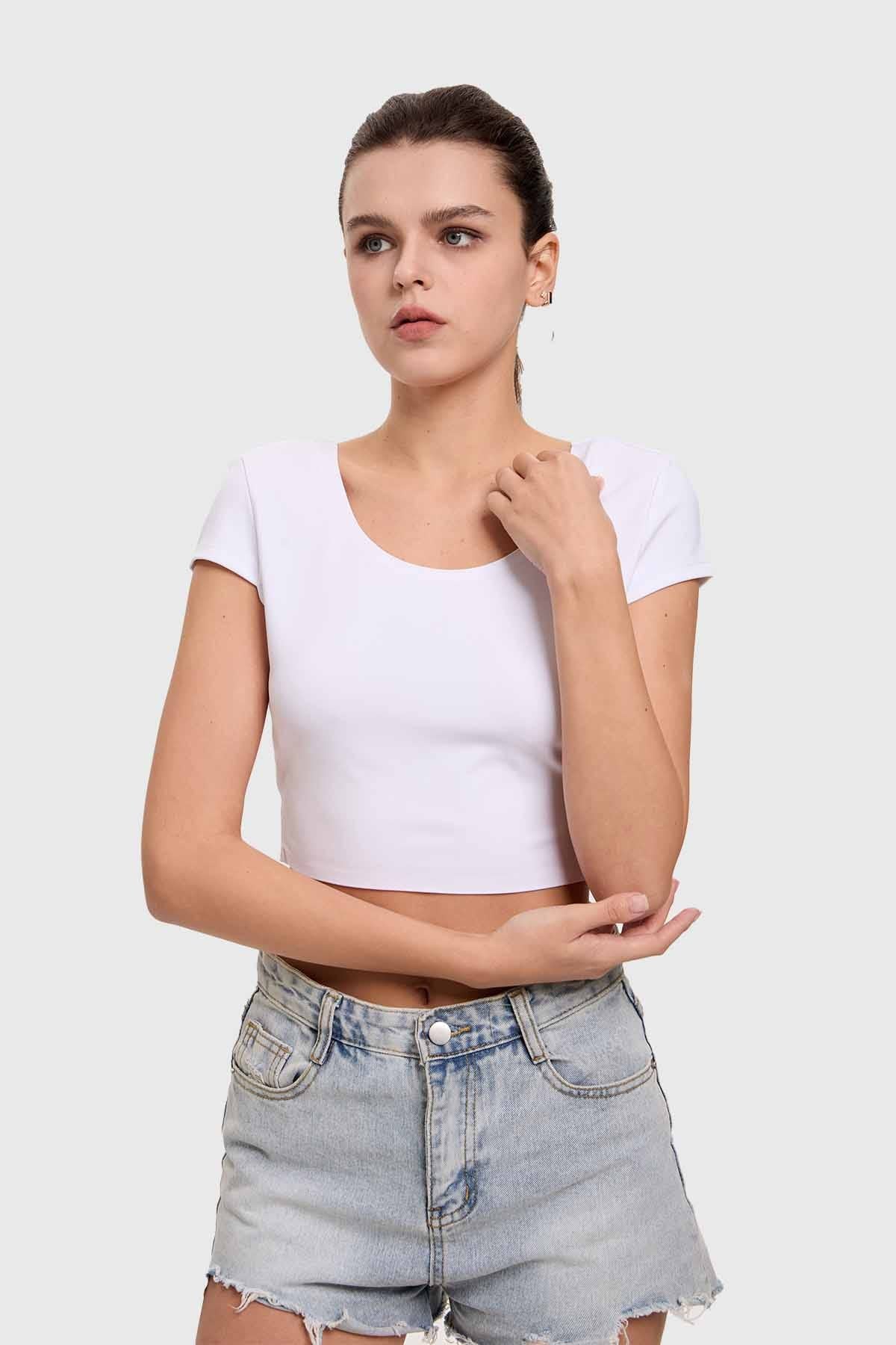 Polera Mujer Cruzada Espalda Blanco