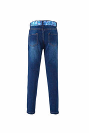 Jeans Con Cinturón Azul