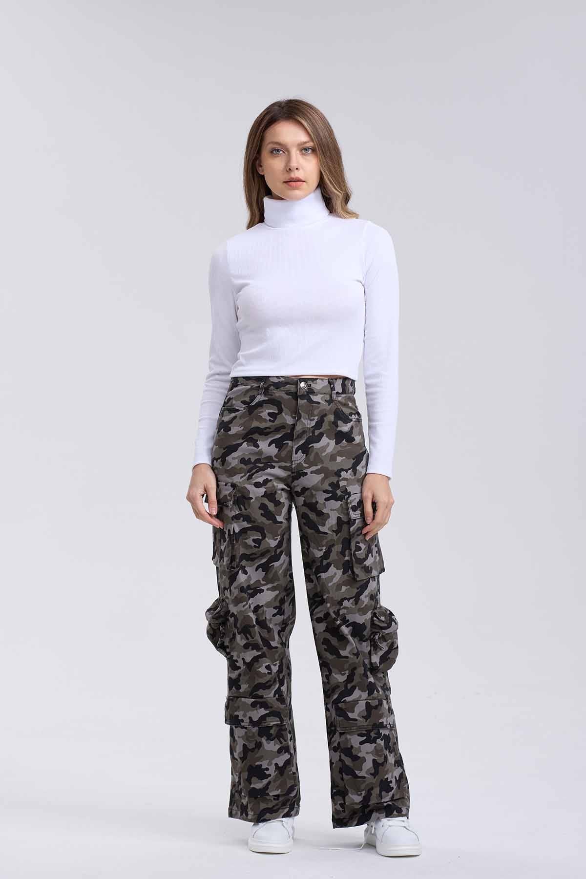 Pantalón Mujer Cargo Militar Verde