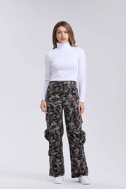 Pantalón Mujer Cargo Militar Verde