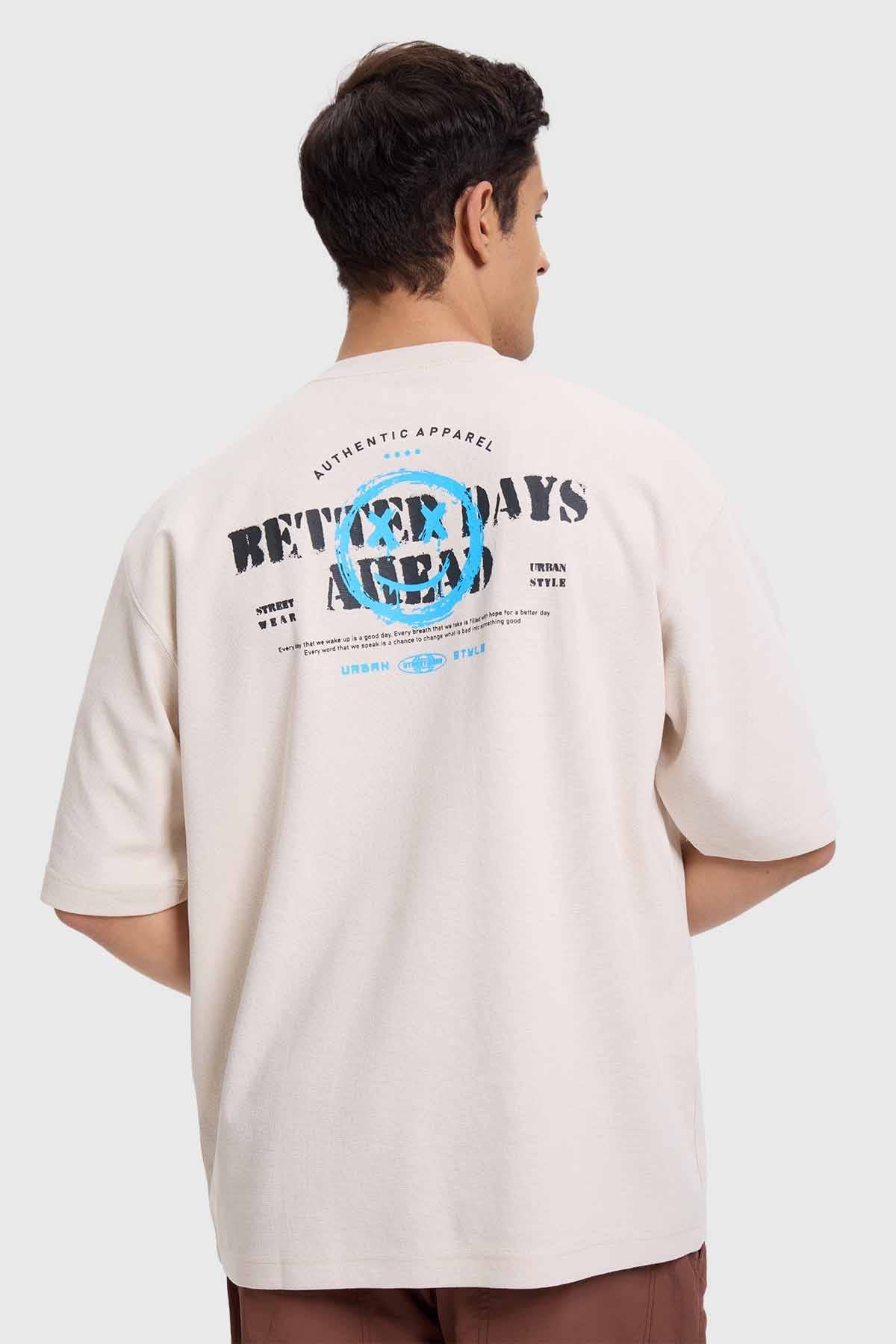Polera Hombre Print Graffiti Beige