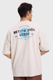 Polera Hombre Print Graffiti Beige