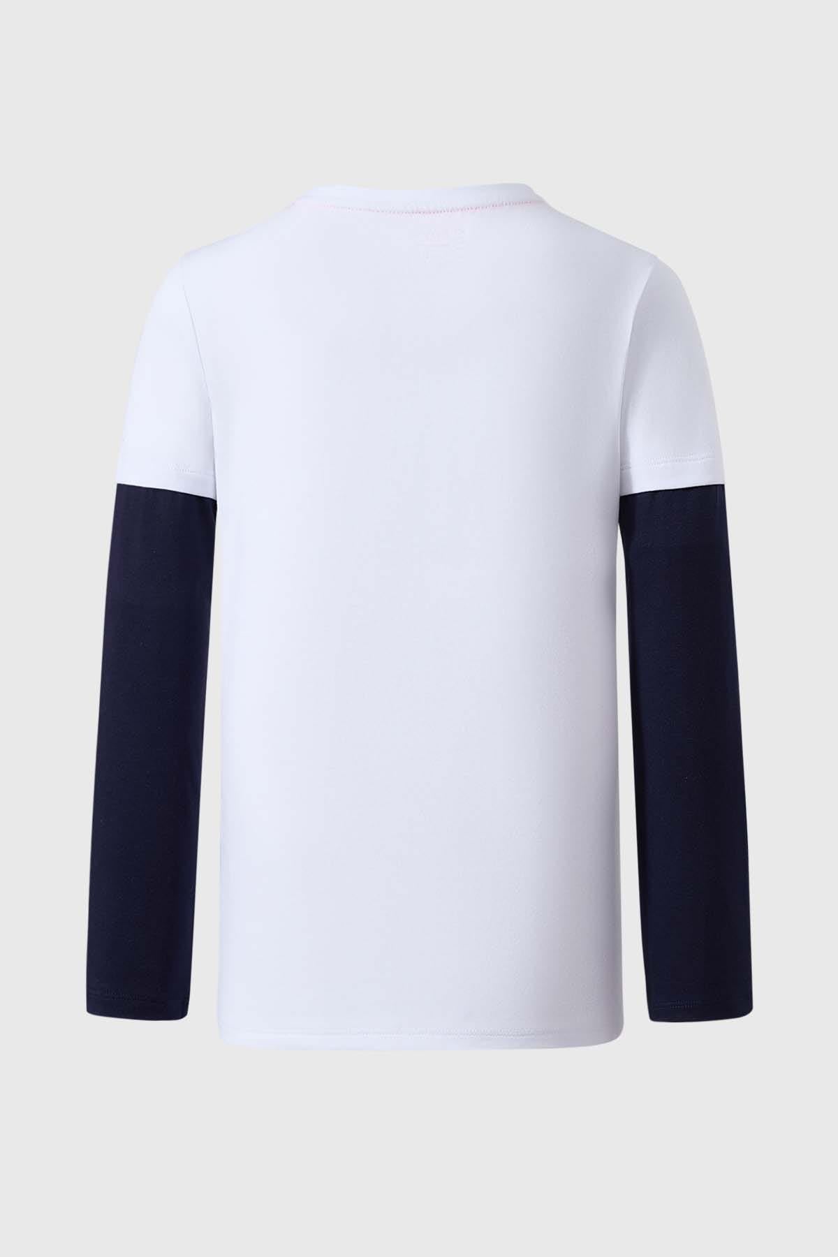 POLERA NIÑO DOBLE MANGA BÁSICA BLANCO FSP II