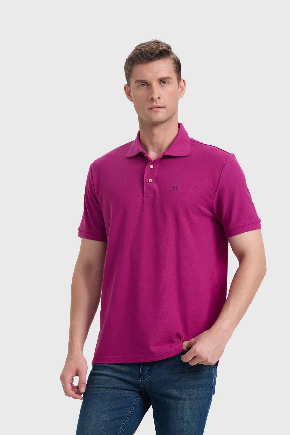 POLERA HOMBRE PIQUE BÁSICA LISA VIOLETA