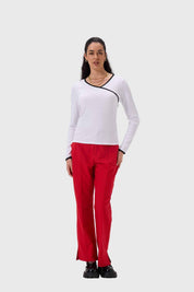 Polera Mujer Rib Escote Cruzado Blanco