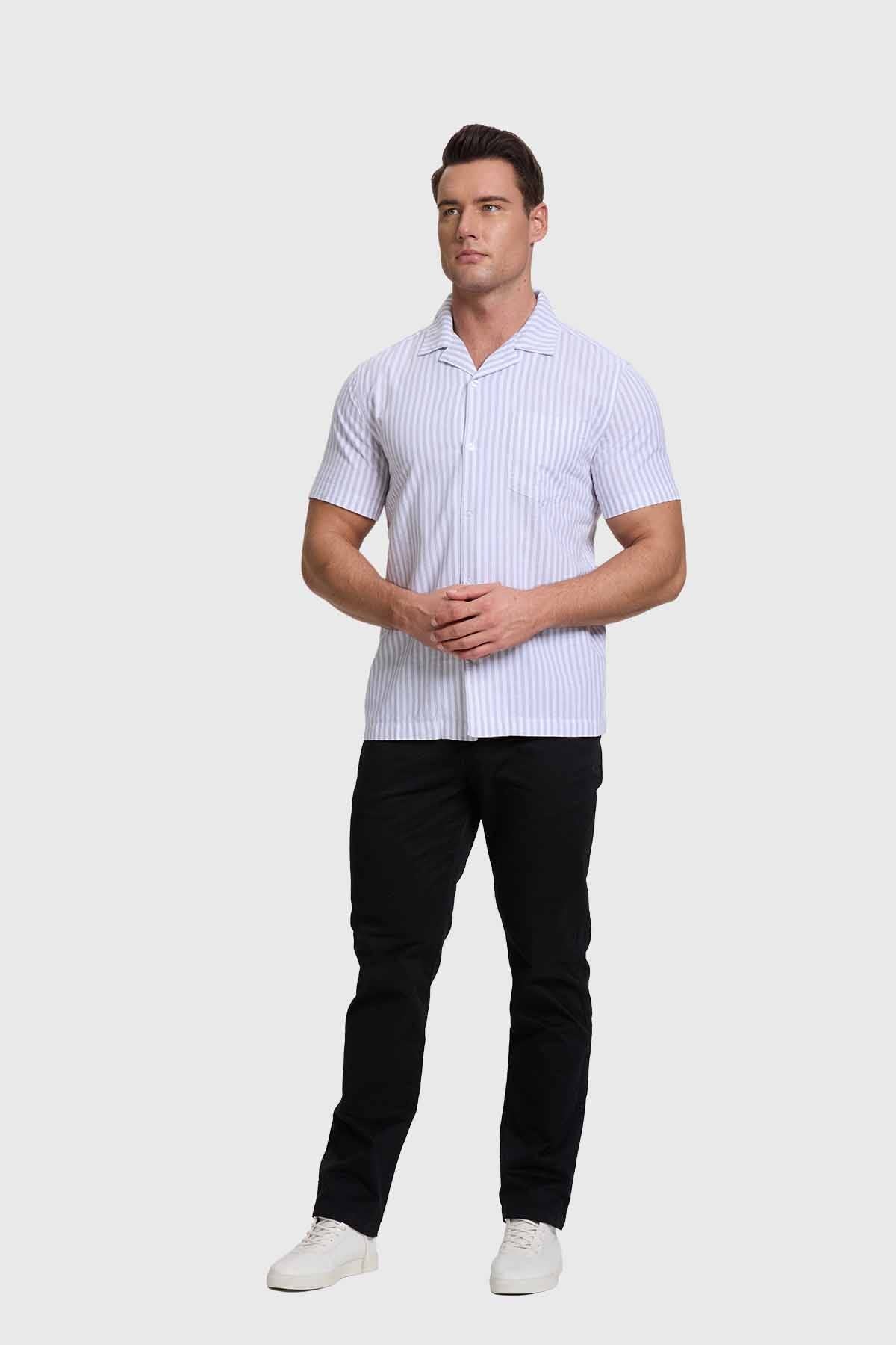Camisa Hombre Rayas Gris